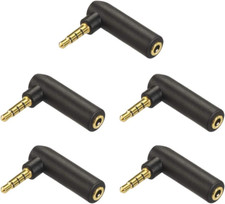 3.5Mm Audio Adapter 90 Degree 5-Pack, Right Angle Adapter Male to Female Gold-Pl