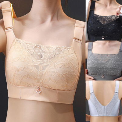 Women Bra Full coverage Floral Mesh Thin Vest Wireless Plus size Underwear 22821
