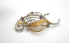 14K Yellow & White Textured & Polished Gold Diamond Topaz Amethyst Brooch Pin — photo 5