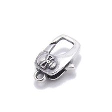 925 Sterling Silver Anti-Silver Skull Rectangle Clasp 10x14.5mm 2 Pcs Per Bag