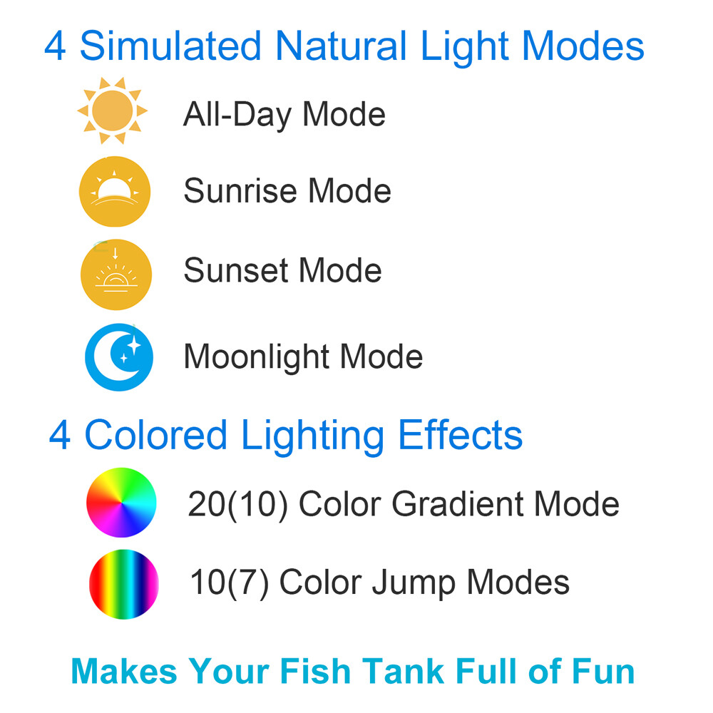 30-140cm Aquarium Light RGB LED 24/7 Timer Fish Tank 44key Remote