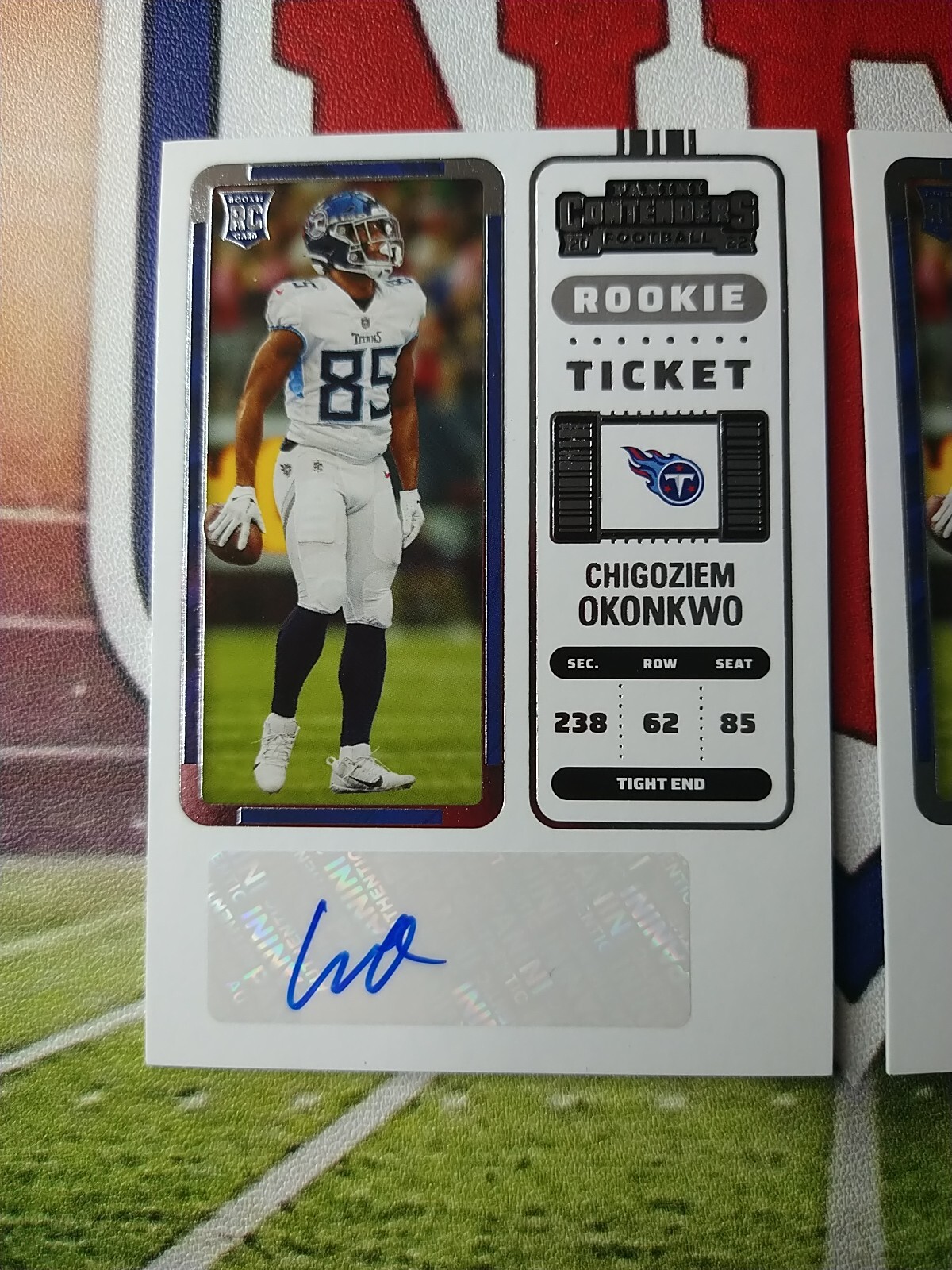 2022 Panini Contenders Chigoziem Okonkwo Rookie Ticket Auto RC #217 Titans