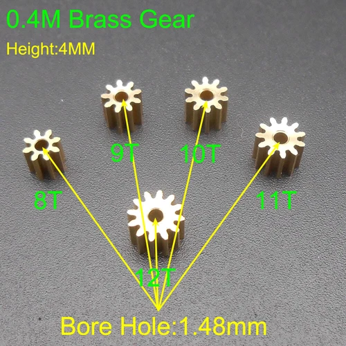 20Pcs X 0.4M Brass Gear Spur Pinion Bore Aperture 1.5MM 1.48MM 8T 9T 10T 11T 12T