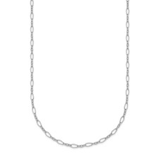 Collar de cadena de eslabones ovalados lisos de platino pulido y corte de diamante de 2,4 mm 16"- 3,29 g