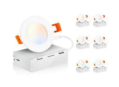 CLOUDY BAY 3 inch 5 Color Ultra Thin LED Recessed Light with Junction Box,IC ...