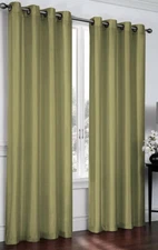 🛖 GOODGRAM artisan faux silk grommet curtains ( 2 panels green ) 54”x84”🆕