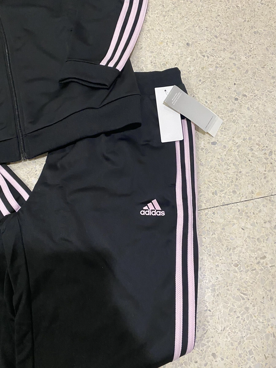 ADIDAS Women's Size S Track Pants Black With Pink Stripes, Ankle, AZF001