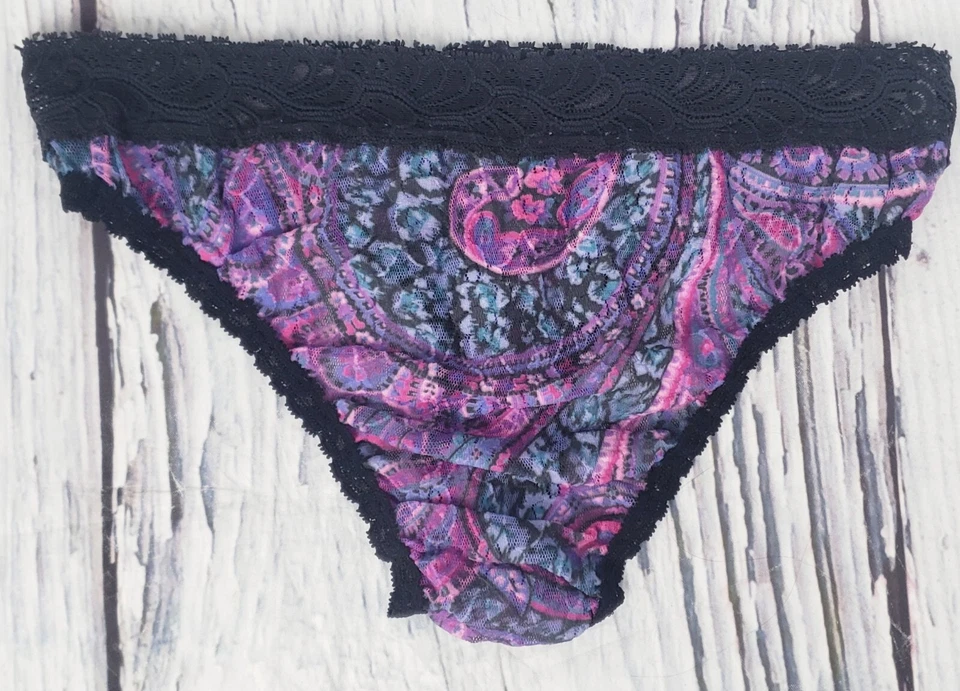 De Colección Nancy King Para Mujer Retro Encaje Panty Ropa Interior Braguita Nylon Paisley Negro S/M Foto 4 de 4