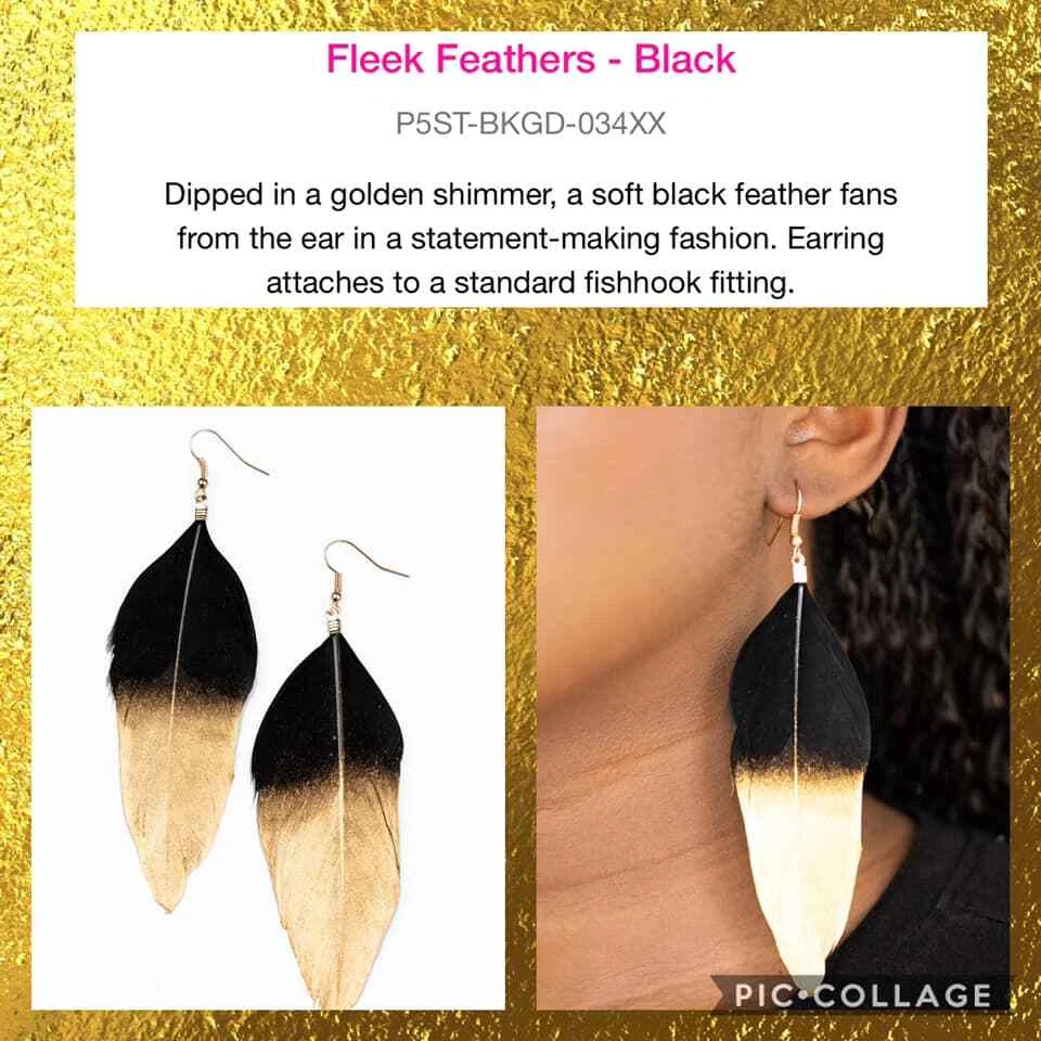 Fleek feathers black on sale paparazzi