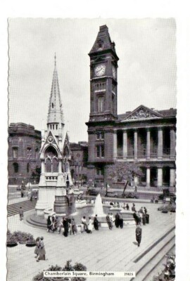 BIRMINGHAM, WARWICKSHIRE - CHAMBERLAIN SQUARE S/W POSTKARTE +