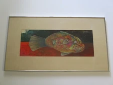 CASTELLANO  PAINTING  COLORFUL  FISH RARE SURREALISM MODERNISM EXPRESSIONISM