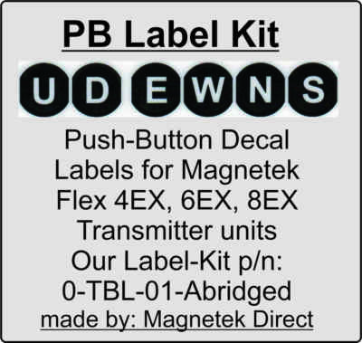 10 Lot, Magnetek Radio Remote Control Flex Transmitter Push Button Decal Labels