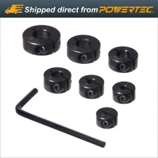 POWERTEC 7pcs Drill Bit Stop Collar Set (Imperial) Assorted Size & Allen Wrench