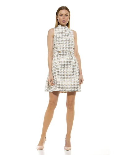 NWT Alexia Admor Womens Dress Size Medium Remington Tan Plaid Mini Dress
