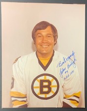 John Bucyk Autographed Boston Bruins NHL Hockey Photo Signed HOF 1981 Inscribed