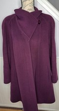 Jacques Vert Virgin Wool Cashmere Midlength Purple Pea Coat Womens Size 12
