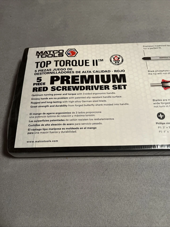 Brand New Matco Tools SSPCR5CA 5 Piece Premium Red Screwdriver Set Sealed - Image 3 of 4