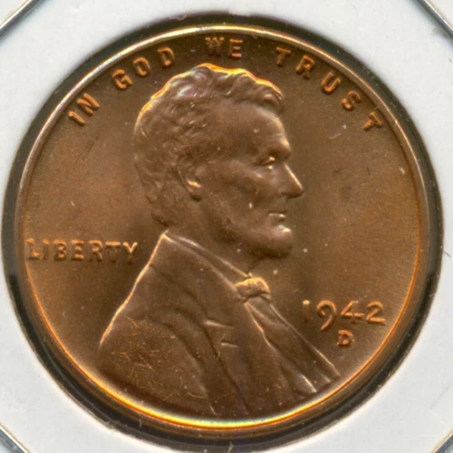 1942-D LINCOLN CENT, GEM BRILLIANT UNCIRCULATED RED, GREAT PRICE!