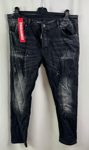 Dsquared2 Men's Caten Heated Paint-Splatter Effect Jeans, Black, UK 38