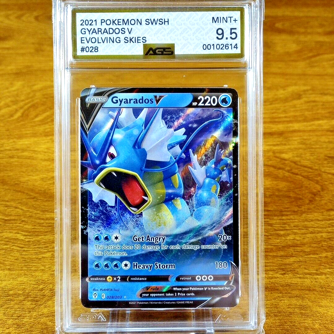 Pokemon SWSH Evolving Skies Gyarados V 028/203 AGS Mint+ 9.5 Full Holo Rare 2021 Pokemon SWSH Evolving Skies Gyarados V 028/203 AGS Mint+ 9.5 Full Holo Rare 2021