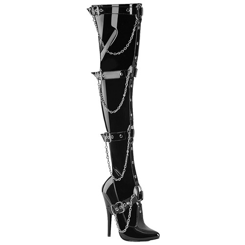 Sexy Mens patent leather zip Lace up Over knee Round toe thigh