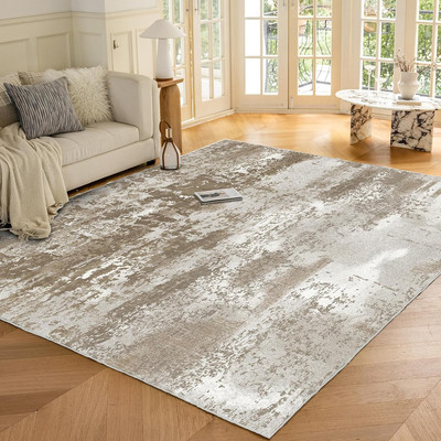 5X7 Area Rug Washable Non-Slip Large Modern Art Ultra Soft Brown Carpet