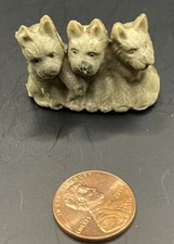 Vintage Cracker Jack Puffy Celluloid 3 Scottie Puppies Occupied Japan 1940s Toy