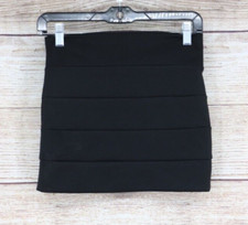 Max Rave Black Ribbed Mini Skirt Y2K Gothic Clubwear Women's Size Small