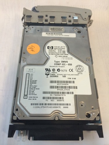 Unidad de disco duro SCSI HP DMVS ECF24483 18,2 GB Ultra2 con carrito - Imagen 1 de 4
