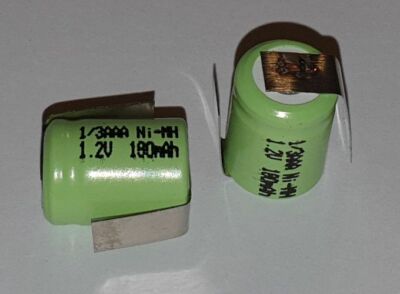 2 x Spezial-Zelle Akku NiMH 1/3AAA 1,2V 180mAh Ø10,4mm Höhe 14,1mm mit Z Anschl.