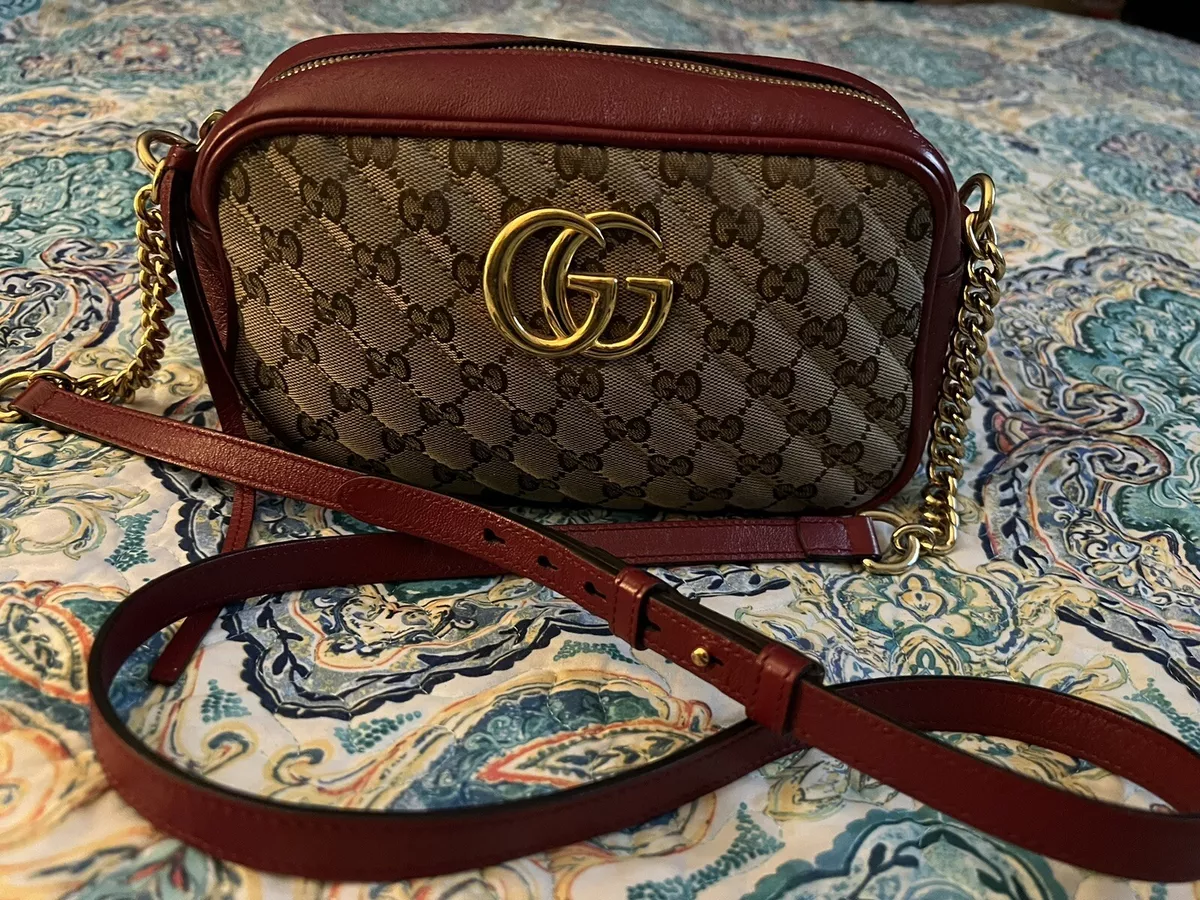 Gucci Women's GG Marmont Small Shoulder Bag - Red - Shoulder Bags