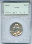 1940-P Silver Washington Proof Quarter PCGS PR65 Green Label Rattler - SR797