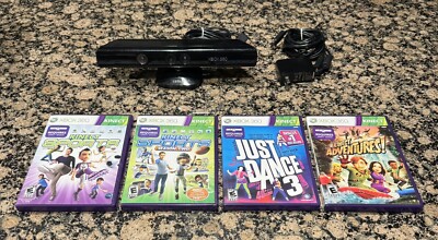 Microsoft Xbox 360 Kinect + 4 Games (1) Just Dance 3 (2) Sports (1) Adventures