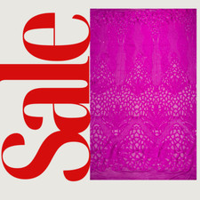 GLOSSY Feathers Design Sequins Embroider 4 Way Stretch Mesh Fabric By Yard
