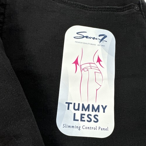 NWT SEVEN 7 WOMEN'S HIGH RISE TUMMYLESS BLACK JEANS Size 16 Slimming Distressed - Picture 7 of 8