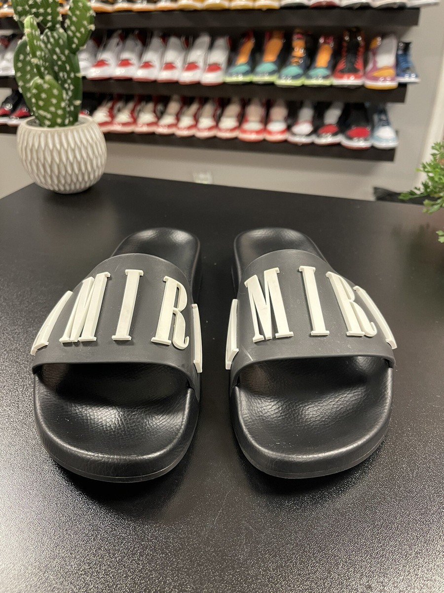 Size 40/7US - Amiri Pool Slide Logo Black White Original Box