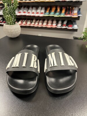 Size 40/7US - Amiri Pool Slide Logo Black White Original Box