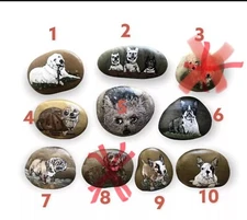 Hand Painted Dogs on Polished River Rock Memorial Paper Weight Garden Stone