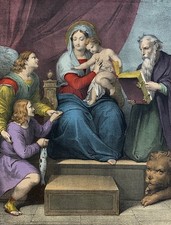 Vierge Al Pesce Raphael Grande Immagine D' Epinal Distribuita Da Colporteur 1878