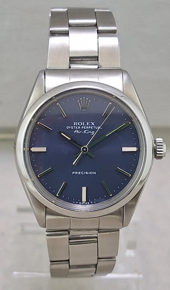 Rolex Oyster Perpetual Air-King SS Ref 5500 Mens Watch Blue Dial All Orig 1975 - Image 3 of 4