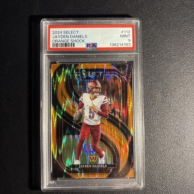 2024 Panini Select Jayden Daniels #26 Orange Shock Prizm /499 Rookie PSA 9