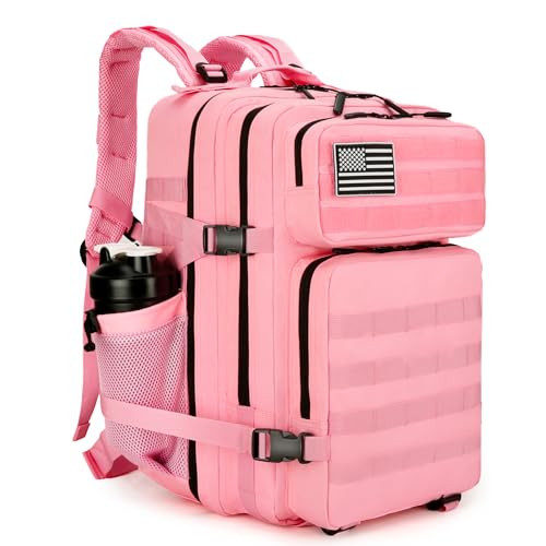 45L Military Tactical Backpack for Men and Women Molle Rucking Backpack Pink