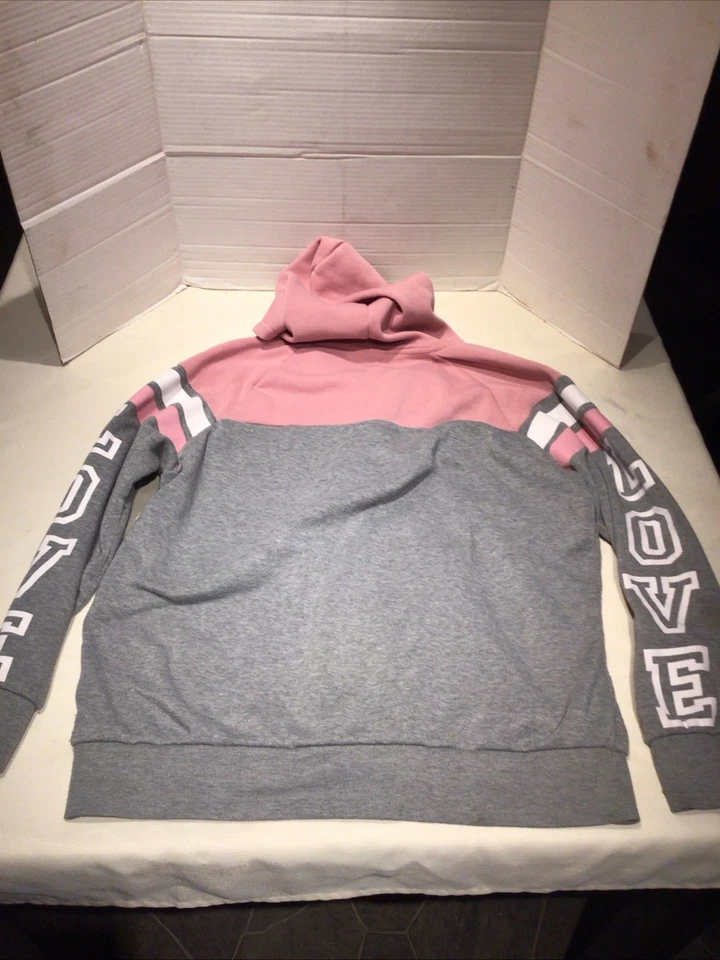 Sudadera con Capucha para Mujer BOBBIE BROOKS Bloques de Colores Gráfico AMOR en Mangas Gris Rosa Talla 2XL Foto 3 de 3