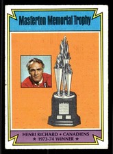 1974-75 Topps Masterton Trophy (Henri Richard) #243 - Montreal Canadiens