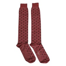DOLCE & GABBANA Socks Maroon Polka Dot Over The Calf Accessory s. Tag L 120usd