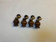 Antique Mahogany Furniture Feet with Brass Castors / Wheels | Set of 4 1900s