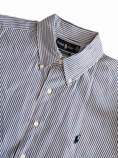 Ralph Lauren Mens Blue  White Stripe Classic Fit Dress Shirt Size 16-1/2 32/33