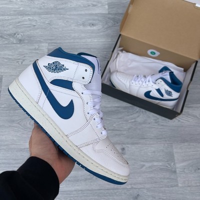 Air Jordan 1 Mid SE Sneaker Turnschuhe - Weiß/Industrial Blue [FN5215-141]