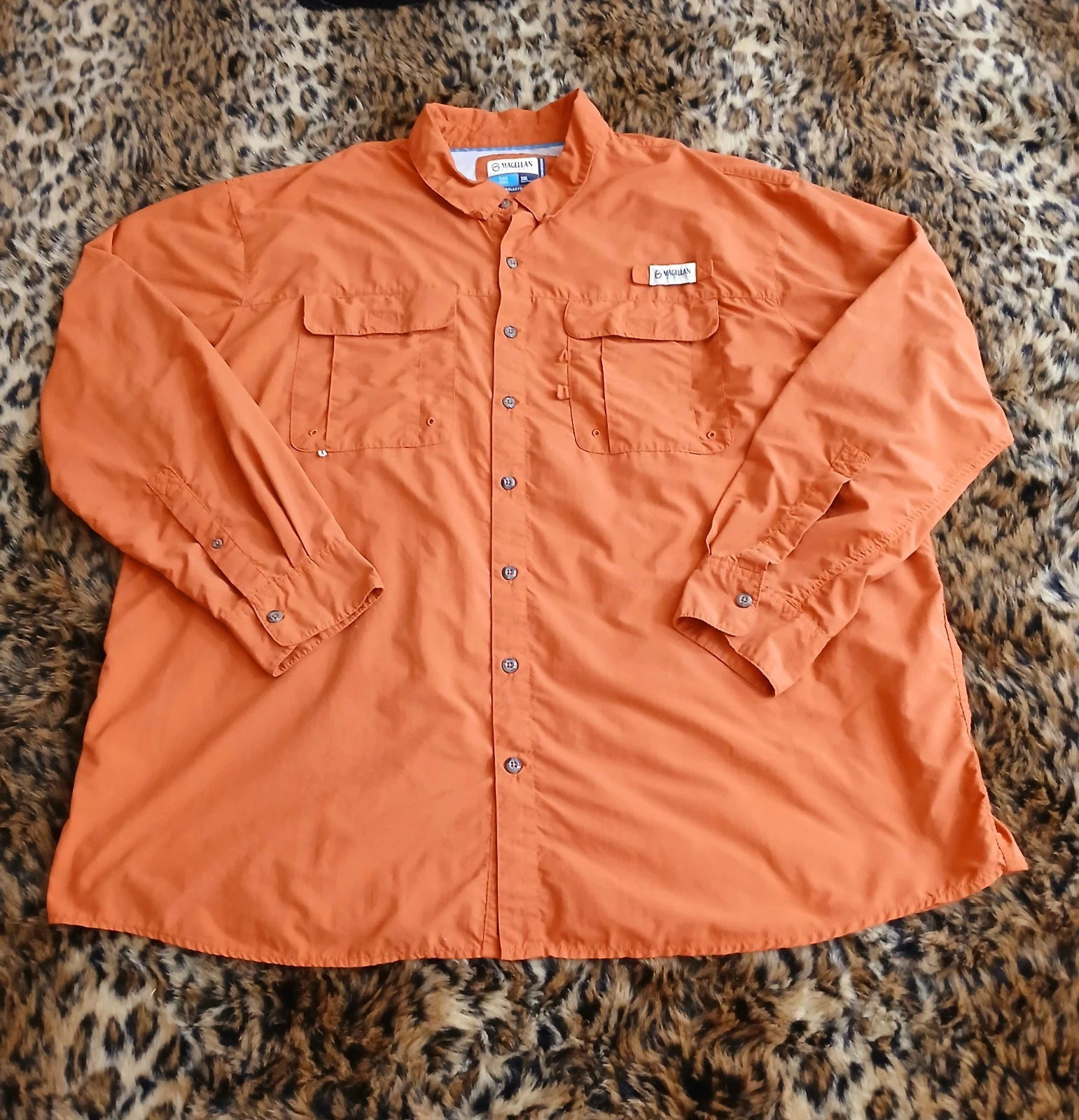 Magellan Outdoors Burnt Orange Long Sleeve Vented Button Up Shirt 3XL NWOT
