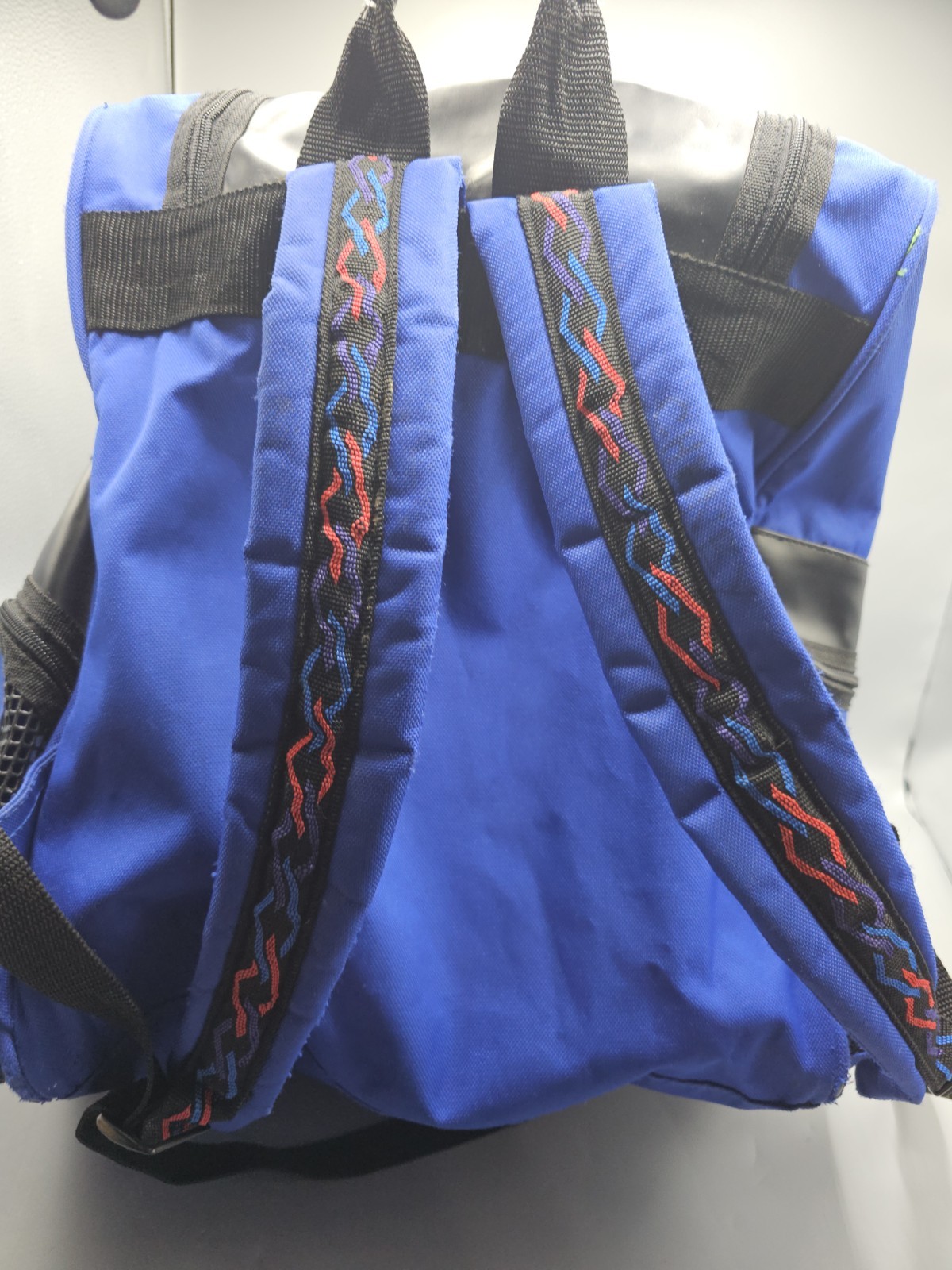 Vintage 90s  Speedo Large Blue Backpack Book Bag Swim Bag Sports Tribal Straps